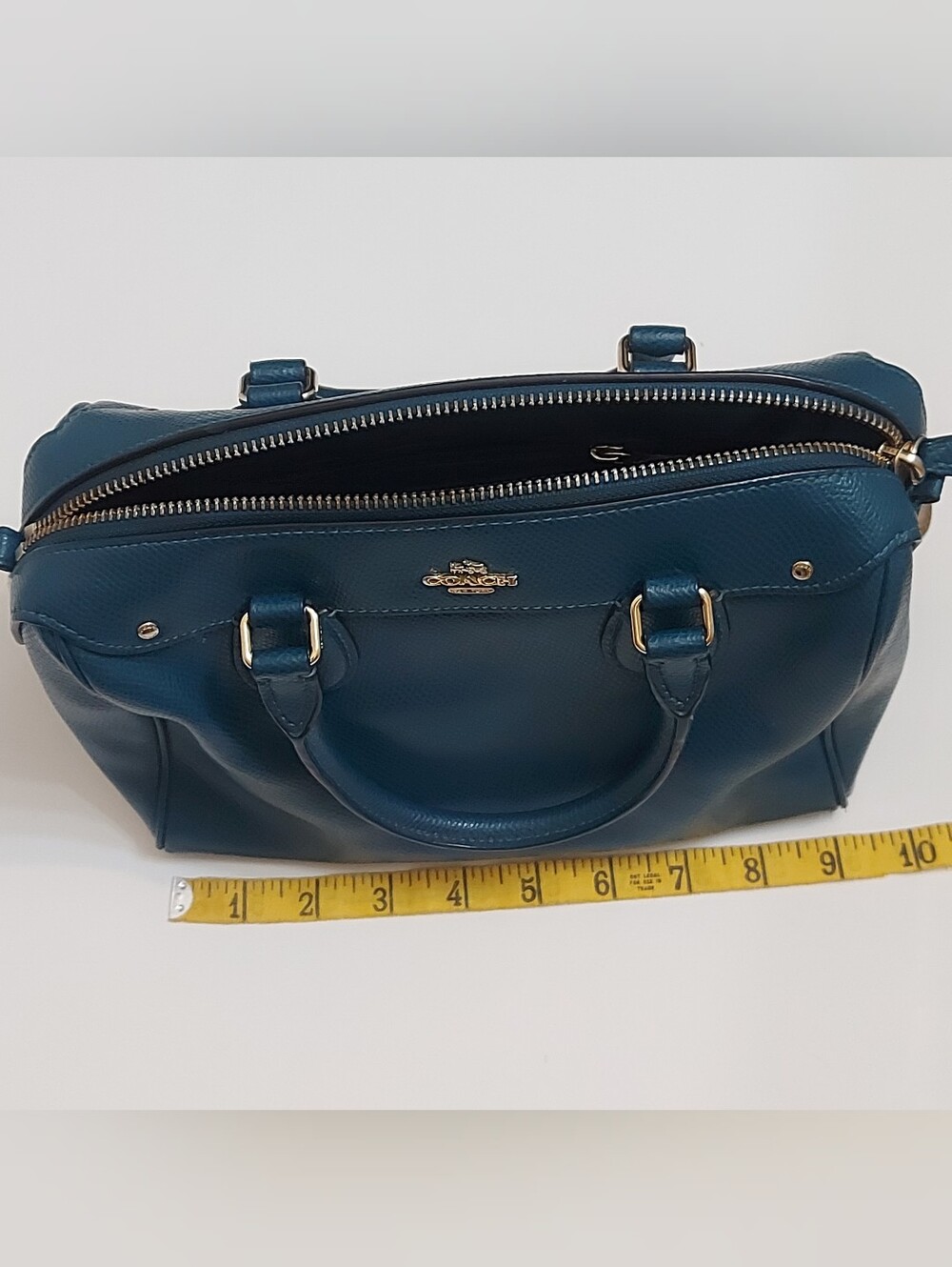 Coach Teal Pebble Leather Satchel - Coach Mini - Picture 2 of 10